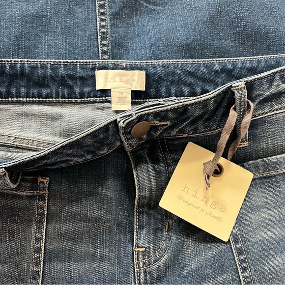 Hinge Denim Skirt XL Front Pockets Knee Length Blue Jean Casual Boho Chic NWT - Picture 7 of 12